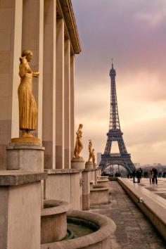 Paris View of Eiffel Tower from Trocadero.