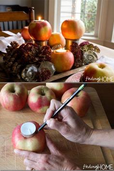 DIY Apple Candle Centerpiece #diycenterpiece