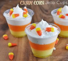 Candy Corn Recipes - Candy Corn Jello Cups #snackgasm #candycane