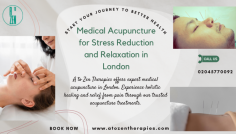 With A to Zen Therapies, discover the therapeutic benefits of medical acupuncture in London. Our skilled professionals aid in pain relief, circulation improvement and general well-being enhancement. Our customized acupuncture treatments provide gentle and efficient solutions, whether you are looking to improve your general health or are seeking relief from chronic conditions. Make an appointment right now to start down the path to complete Success.