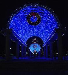 Stunning blue Christmas light display in Boston, MA.