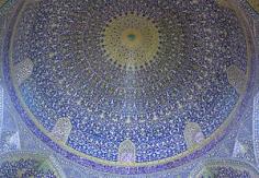The dome in The Shah Mosque known as Imam mosque (after the 1979 Islamic revolution in Iran) and Jameh Abbasi Mosque in Isfahan, Iran. Begun in 1611 during the Safavi period, ordered by the first Shah Abbas of Persia.