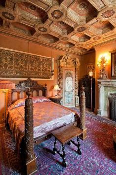 Hearst Castle Bedroom with ceiling from a Spanish Castle