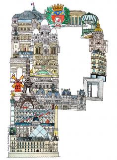 Paris - ABC illustration series of European cities by Japanese illustrator Hugo Yoshikawa