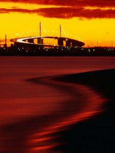 Westgate Bridge at Sunset from Middle Park, Melbourne, Victoria, Australia