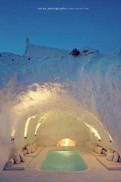 SAN ANTONIO CAVE HOT TUB, GREECE #greece #pool #design #architecture #travel #white