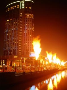 Fire Show in Front of Crown Casino, Melbourne, Australia  By: John Banagan
