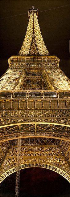 Eiffel Tower by night, Paris, France.