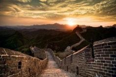 The Great Wall of China.  万里长城 #Travel #China #Asia #sunset