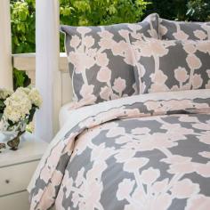 Floral Pink and Gray Duvet Cover | Crane & Canopy