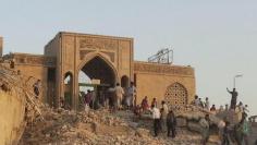 ISIS militants have destroyed the Prophet Younis (Jonah) shrine east of Mosul city after they seized control of the mosque, July 24, 2014. They have  now destroyed or damaged 30 shrines, as well as 15 husseiniyas and mosques in and around Mosul.