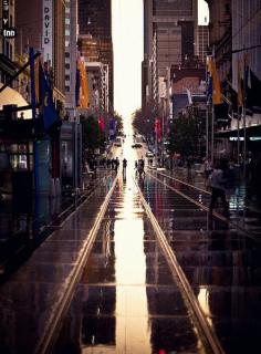 This photo of Melbourne has great composition. I typically dislike too much symmetry but the light gives a neat effect.