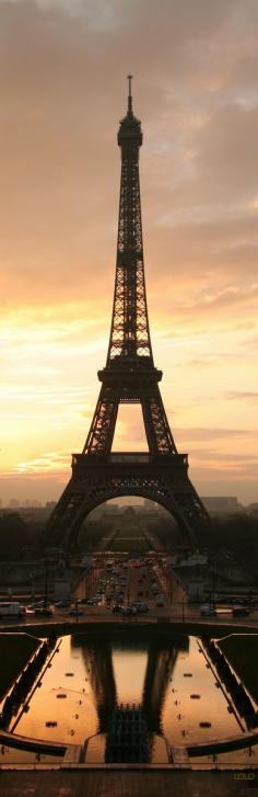The EIFFEL at sunset with beautiful reflection.....Paris!