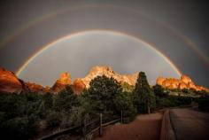 Double rainbow over the 'Garden of the Gods', Colorado Springs, Colorado.