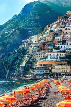 Positano, Italy. Julie and I stayed in this gorgeous little town by the Med. Julie found us the most delightful hotel. I swam one day in the Med, that was one of the highlights for me.  Our room was 350 steps up from the beach; another 350 to top of the village.