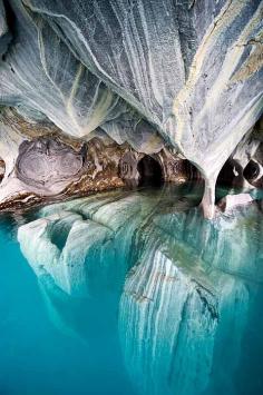 In the Marble Caverns of Lago Carrera, XI Region, Chilean Patagonia