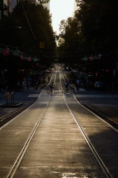Tram tracks Collins St. Melbourne Victoria Australia