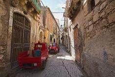 Mini-trucks in Old Town of Syracuse, Sicily