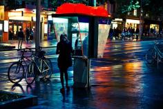 Girl on Public Phone