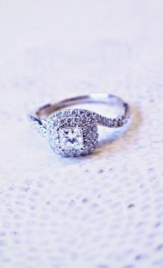 White Gold Contemporary Halo Engagement Ring