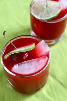 Fresh Cherry Margaritas | INGREDIENTS  12 fresh sweet cherries, pitted 2½ tbsp. tequila 2 tbsp. fresh lime juice 1½ tbsp. (or more) simple syrup 1 tbsp. maraschino cherry liqueur (or maraschino juice)