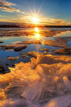 The ice sheet breaks up into crystals as it melts in early spring - The St. Lawrence River, Massena, New York  (by Jerry and Juami Boyden)