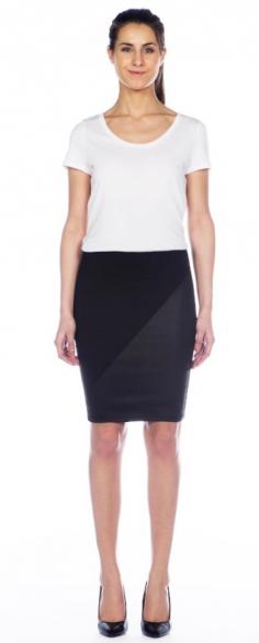 We’re also coveting Second’s fitted Ponte pencil skirt (pictured left, $88) with a leather-like panel that stretches in all the right places...