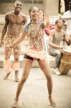 Afro-Caribbean dancers in Plaza Bolivar - Cartagena, Colombia