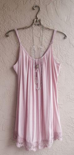 Blush Pink Crepe slip dress with crochet hem summer
