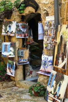Art displayed in an atelier in Eze, France by Curtis Lannom, via Flickr