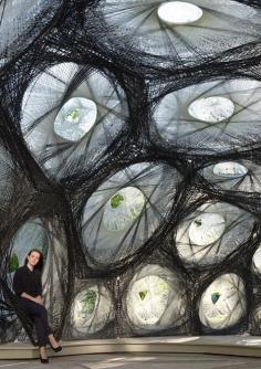 University of Stuttgart unveils carbon-fibre pavilion based on beetle shells, Germany.