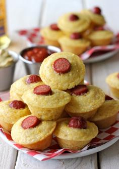 Corn Dog Mini Muffins.. Great choice for a fantasy football draft party - www.savorysimple....