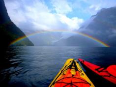 A double rainbow, in Milford Sound, New Zealand, while Kayaking, on your honeymoon, with the love of your life.....PERFECT! Discovered by HoneyTrek at Milford Sound, New Zealand