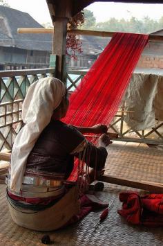 Woman working with loom. Myanmar #inspiredtravel #travel