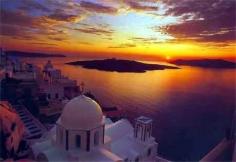 Fira, Greece: Santorini.........the sunset seen from Thira City......