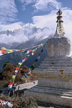Tenzing Chorten (religious monument), Everest Trail, Himalaya, Nepal (by FreddieZB).  You will see many of these during a trekking in the Himalaya!