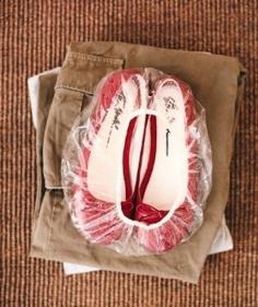 Store shoes in a shower cap. | 22 Easy Tricks To Make Packing So Much Better