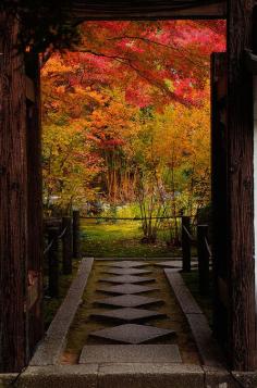 Fall in entering Tenjuan, a sub-temple of Nanzen-ji, Kyoto, Japan