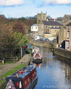 Canal boats in Yorkshire, England