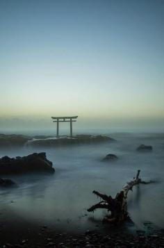 Fog in Torii (Traditional Japanese gate at shrine) , Japan