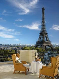 Imagine waking up in this gorgeous Hotel, stepping outside to your private terrace to enjoy some warm croissant by the Eiffel Tower..!