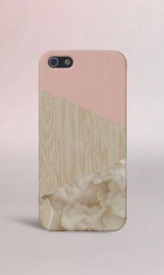 Pink x Marble x Wood Case for iPhone 5 iPhone 5S