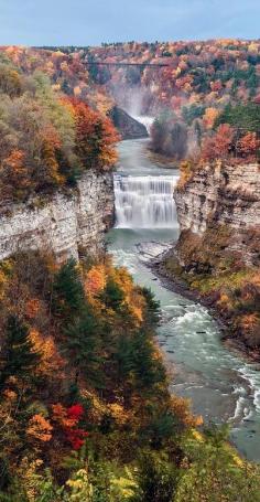 Middle Falls on the Genesee River in Letchworth State Park ~ Castile, New York
