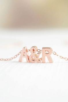 Rose Gold Love Necklace initial & initial