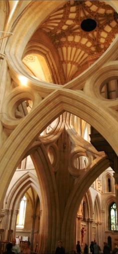 Scissor arch at Wells Cathedral in Somerset, England • photo: Matt Wiebe on Flickr
