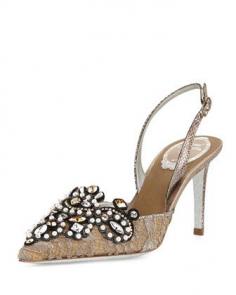 Rene Caovilla Jeweled Lace Halter Pump. Check out all of her shoes...stunning!