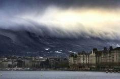 Geneva Optical Illusion Making Clouds Over Mountains Look Like Giant Tsunami Wave