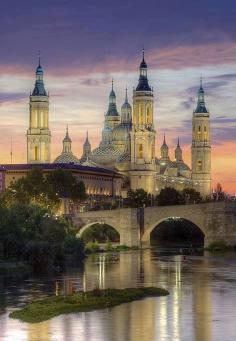 Basilica of Our Lady of the Pillar, Ebro river, Zaragoza, Spain
