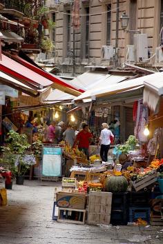 outdoor market in Palermo, Sicily, Italy