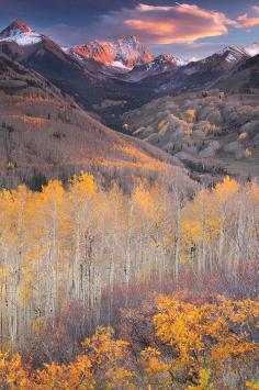 End of the Gold Rush - End of the Gold Rush Capitol Peak - Elk Mountains - White River National Forest - Colorado There is fresh snow on the high mountain peaks, a cold bite to the air, the last of the golden leaves cling to the thousands of aspens below Capitol peak. A sure sign that the short but beautiful Autumn season in the Rockies is coming to an end. Part of the staggering Elk Mountains, Capitol Peak is the 30th highest mountain in the state, and surely one of the most impressive.